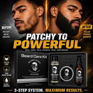 Kit de Soins de la Barbe 3 Pièces Marque Blanche avec Nettoyant, Huile de Croissance et Baume pour Hommes – Hydratant, Adoucissant, Trousse de Toilettage – Vente en Gros - Product Image 1