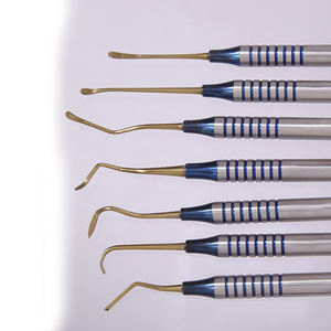 ชุดเครื่องมืออุดฟันคอมโพสิต 7 ชิ้น พร้อมจุดเชื่อมต่อ  ไม้พายอุดเรซิ่น สีฟ้า ไทเทเนียมเคลือบสแตนเลส  แบบใช้มือ - Product Image 4