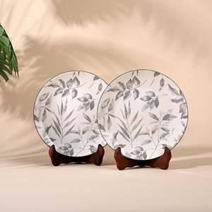 Ensemble de 2 assiettes minimalistes en porcelaine ivoire de 7,8 pouces pour hôtels, vaisselle personnalisable en ABS - Product Image 1
