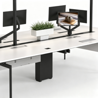 Poste de travail modulaire moderne avec panneau d'intimité, bureau informatique blanc pour 4 personnes, idéal pour le personnel