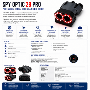 Hidden <b>Camera</b> Detector <b>SPY</b> Optic 29 Pro Professional 7x Magnification ABS Material Waterproof Indoor/<b>Outdoor</b> Security Detects - Product Image 2
