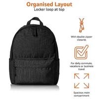 Mochila Oxford Ligera de Poliéster para la Escuela, Estudio, Viajes, Diseño Clásico Duradero, Impermeable, Negra