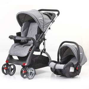 Poussette Moderne pour Bébé Siège Auto Trois Roues Équilibre Pliage à Une Main Léger Cadre en Acier Inoxydable Lin Vente en Gros Premium - Product Image 4