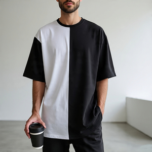 เสื้อยืดสีขาวสีดำสำหรับผู้ชายเสื้อยืด100% ไหล่ตกสำหรับใส่วิ่งจ๊อกกิ้งในฤดูร้อนสำหรับผู้ชาย - Product Image 5