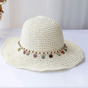 Sombrero de cubo de estilo occidental de mezclilla de verano con características huecas de diseño pintado a mano y ala rizada para viajes al aire libre y playa - Product Image 2