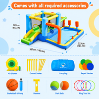 Structure gonflable multifonctionnelle de marque propre pour enfants, pour l'intérieur et l'extérieur, avec toboggan, piscine à balles et jeu de lancer d'anneaux