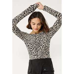 ชุดบอดี้สูทพิมพ์ลายเสือดาวแขนยาว - Product Image 1