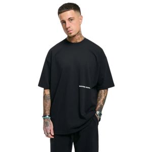 Core T-Shirt surdimensionné noir 300 GSM coton mi-poids Jersey coupe décontractée Boxy épaule tombante col côtelé luxe Streetwear - Product Image 1