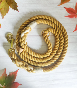 Mustard Yellow, Handmade Eco-friendly Natural Cotton <b>Rope</b> <b>Dog</b> <b>Leash</b> Colorful <b>Dog</b> Collar <b>Rope</b> - Product Image 1