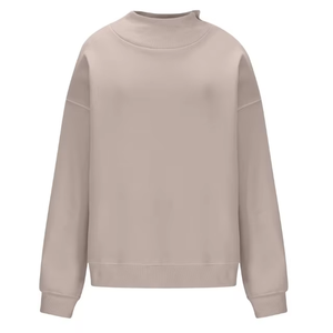 Wholesale Women's Winter Long Oversized Mock Neck Full Sleeves with <b>Drop</b> Shoulder Fleece Fabric Comfort Casual Sweatshirts - Product Image 3