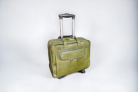 Chariot à bagages vert en cuir véritable avec poignée réglable fabrication en usine OEM taille personnalisée disponible produit tendance