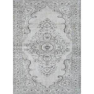 Tapis en laine noués à la main gris et noir vintage pour la maison, le salon, le couloir, tapis rectangulaire abstrait fait main pour adolescents - Product Image 1