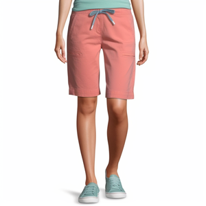 Short à motif lavé léger pour femme Ceinture élastique Bouton Poches à coutures latérales avec design floral Short chaud - Product Image 6