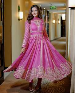 Último diseñador Faux Georgette bordado secuencia trabajo Anarkali Vestido por FabZone - Product Image 2