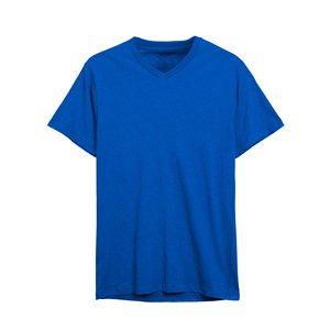 T-shirts pour hommes à col en V, personnalisés directement en usine, doux, vierges, en tissu biologique tri-mélange (20% polyester, 80% coton), respirants et à séchage rapide - Product Image 3
