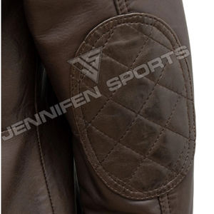 Blouson de moto en cuir de vache véritable pour homme, coupe-vent d'hiver, respirant, manches longues, doublure matelassée, plusieurs poches sur le devant, boutons - Product Image 4