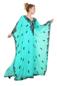 Kaftan islámico marroquí moderno para mujer, Vestido largo de playa hasta el suelo con manga larga transpirable, suministro ODM - Product Image 3