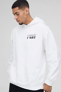 Sweat à capuche blanc brodé, impression numérique, designs personnalisés, 2025, surdimensionné, pour homme, hiver, respirant, imprimé, coton lourd de qualité - Product Image 3