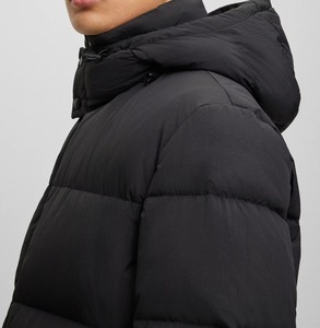 Custom Men Long Black Puffer <b>Jacket</b> Wholesale Hooded Winter <b>Parka</b> Coat Matte Fabric Thick Warm Padded Overcoat For Over Male OEM - Product Image 5