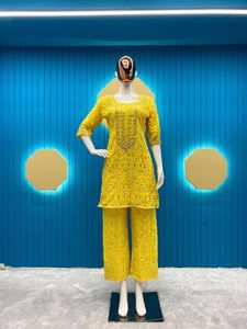 Traditional Indian Designer Ethnic Wardrobe <b>Kurtis</b> Pant With Dupatta Set Latest Collection Mirror Work for Womens and Girls - Product Image 3