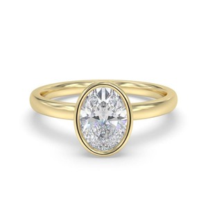 Oval Diamond Bezel <b>Set</b> Solitaire <b>Ring</b> 0.30 Ct Lab Grown Diamond In Platinum Party Wear Luxury - Product Image 3