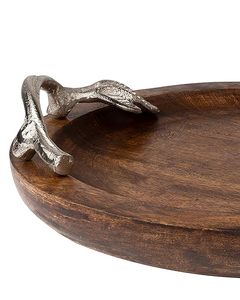 Plateau de service rond en bois Offre Spéciale avec poignée en feuille de métal pour la maison de restaurant de mariage de Noël - Product Image 3