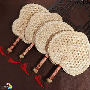 Éventails artisanaux en paille de blé tissés à la main, éventails portatifs en paille naturelle avec logo personnalisé pour les événements - Product Image 3