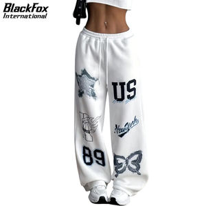 กางเกงทรงหลวมพิมพ์ลายลำลองสำหรับผู้หญิงพร้อมเชือกผูกโพลีเอสเตอร์และผ้าสแปนเด็กซ์สไตล์สตรีทแวร์ - Product Image 2