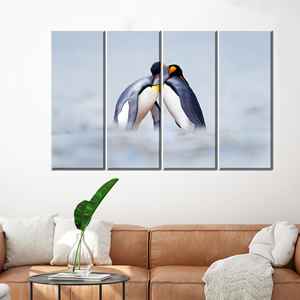 งานศิลปะบนผ้าใบพิมพ์ลาย: ภาพตกแต่งห้องรูปเพนกวินกอดกัน,4P: ห่อหุ้มอย่างดี - Product Image 1
