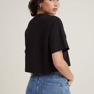 เสื้อยืดแขนสั้นสำหรับผู้หญิงเสื้อยืดครอปแขนสั้นลำลองโอเวอร์ไซส์ผ้าคอตตอน100% ฤดูร้อน2025 - Product Image 2