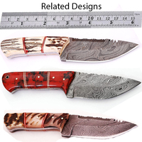 Couteau de chasse et de camping à lame fixe en acier Damas fait main, personnalisé OEM, manche en bois, 58-60 HRC, qualité industrielle
