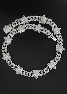 Collar de Cadena Cubana con Diamantes de Imitación Moissanite, Estilo Hip Hop, Joyería de Plata con Aspecto de Diamante - Product Image 3