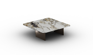 Mesa de Centro Moderna de Cerámica Cuadrada con Superficie de Textura de Mármol y Base de Metal para Sala de Estar - Product Image 3