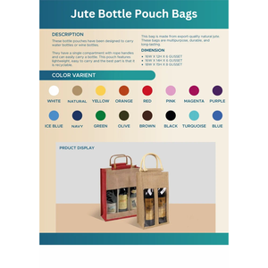 Bolsa de Yute Laminado para Dos Botellas de Vino, Ecológica, con Ventana de PVC, Asa de Cuerda, Reutilizable, para Regalo, con Logotipo Personalizado - Product Image 2