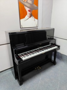 Piano Acústico Vertical Kawai K48 Negro de Segunda Mano Japonés, Suministro de Fábrica, para Músicos Profesionales, Madera Sólida - Product Image 1