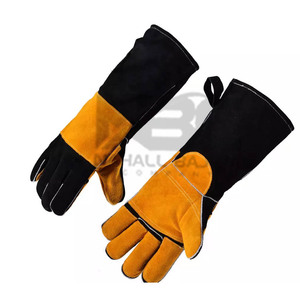 Gants de soudage en cuir de vache fendu avec logo personnalisé pour hommes, Vêtements de travail ignifuges pour la construction de bâtiments, Protection contre la chaleur et sécurité - Product Image 3