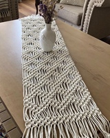 Chemin de table en coton macramé bohème chic pour la décoration de table à la maison, chemin de table artisanal pour table basse de style campagnard