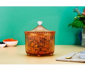 Boîte de rangement en verre décorative élégante avec boutons en cristal comprenant 3 pots transparents amovibles pour les noix et l'affichage de fête - Product Image 6