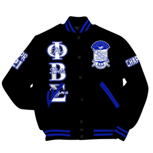 Phi Beta Sigma 1914 Greek Life Letterman Varsity Jacket Bleu Blanc Fraternité Chenille Patch College Classic Jacket - Product Image 3