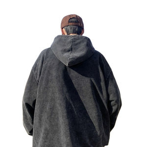 OEM personalizado lavado ácido Sudadera con capucha bordado desgastado Zip up Sudadera con capucha Vintage lavado Full-zip sudaderas con capucha - Product Image 3