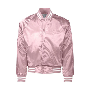 Chaqueta de Satén de Béisbol Personalizada con Logotipo Impreso, Diseño de Alta Costura, Tejido de Lana Peinada, Cierre de Cremallera, Servicio OEM - Product Image 2