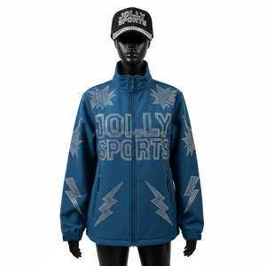 Chaqueta Softshell Premium para Mujer en Color Verde Azulado Intenso, Tejido Elástico Resistente con Logotipo de Pedrería Termoadhesivo Personalizado - Product Image 6