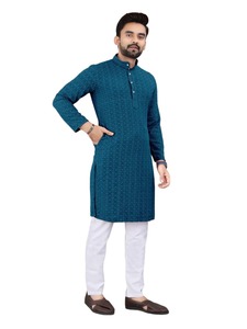 <b>Mens</b> Traditional <b>Festival</b> <b>Wear</b> Rayon Cotton Sequence Chiefly Work Kurta Paijama Set - Product Image 6
