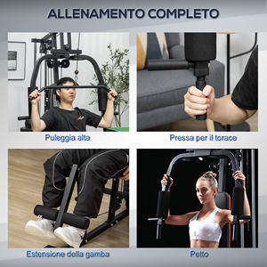 Station de fitness HOMCOM avec poids de 45kg pour l'entraînement à domicile, 135x103x210cm, noir - Product Image 4