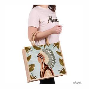 Luxury Design Reusable Jute Canvas <b>Bags</b> Rope Handles Everyday Use Handmade Prime Quality Square Shape Eco Friendly 100% - Product Image 6