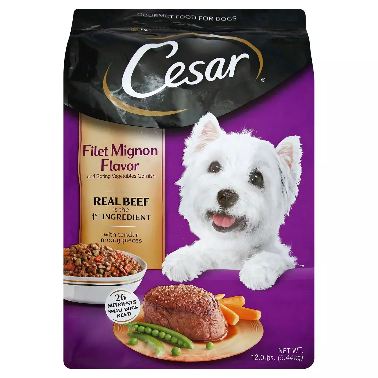 CESAR Nourriture humide pour chien adulte Pain classique en sauce Steak Lovers Variety Pack avec de la vraie viande