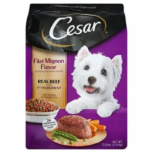 Ceasar comida para cachorro adulto clássico pão molhado bife amantes pacote variado com carne real