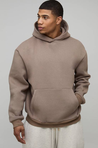 Sweat à capuche épais pour homme, personnalisé, imprimé et brodé, coupe oversize, en molleton de coton uni 500g, sans cordon - Product Image 4