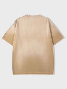 T-shirt personnalisé unisexe surdimensionné en coton tricoté 100 %, col rond, épaules tombantes, style chinois, streetwear, grandes tailles pour hommes - Product Image 2