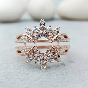 Anillo de Lujo para Mujer, Oro Rosa, Estilo Hip Hop, con Diamantes Naturales VVS, Corte Baguette Redondeado, Certificado, para Bodas y Fiestas - Product Image 1